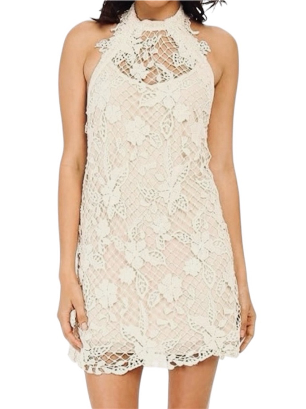 Free People Snowdrop Lace Overlay Trapeze Dress